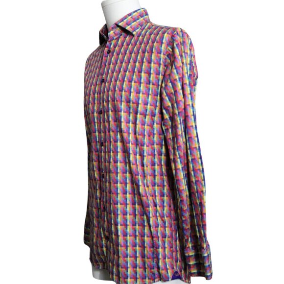 Stefano Barbera SZ S Geometric Multicolour Men's Eqyptian Cotton Button Up Shirt - Picture 6 of 16